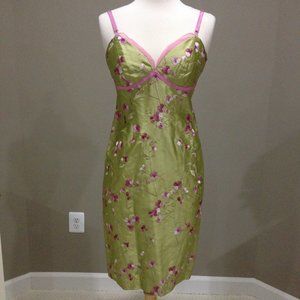 NEW Nicole Miller embroidered silk taffeta dress